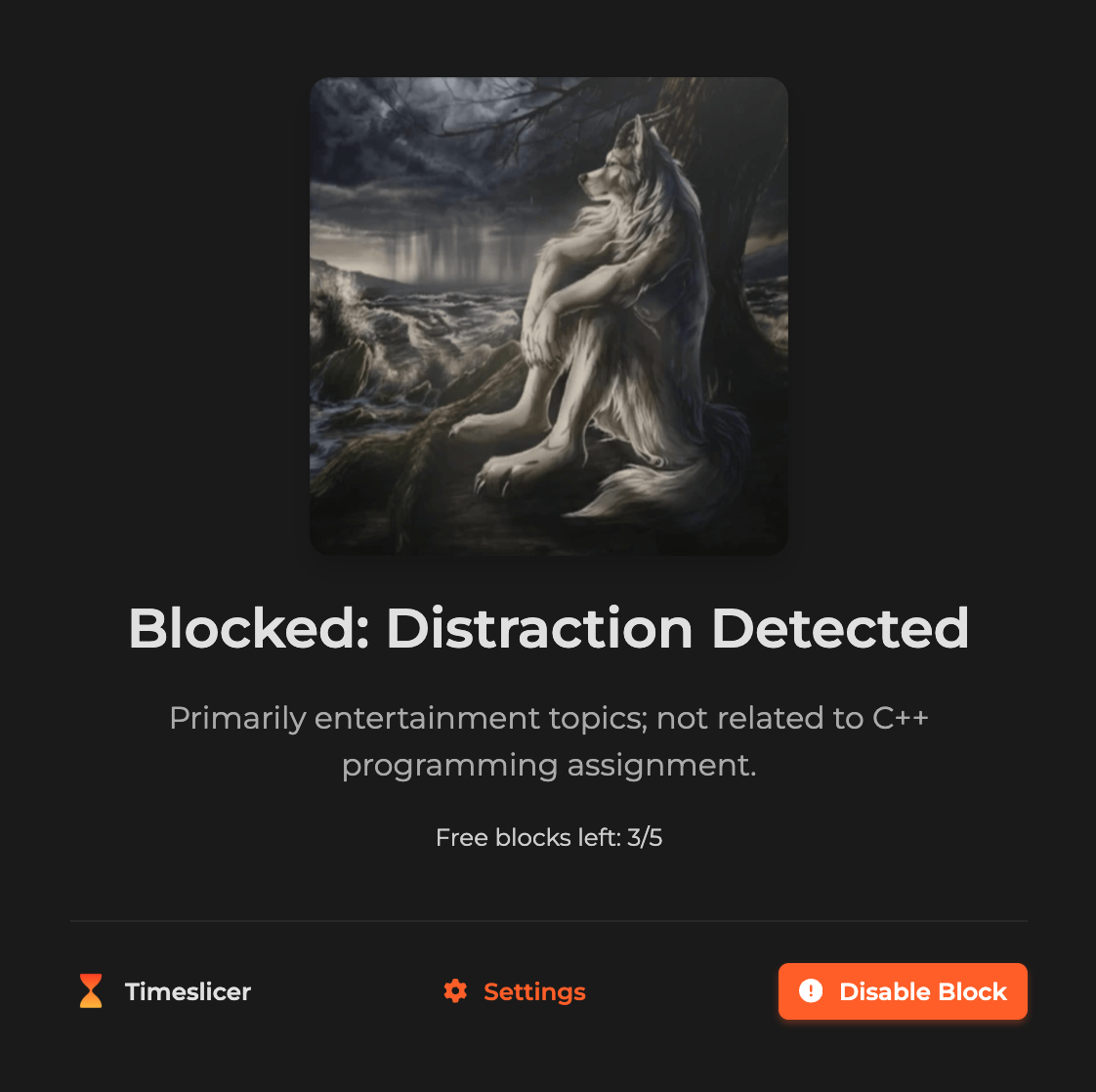 Timeslicer intelligent blocking interface